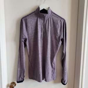 Nike Element Woman's Athletic Long Sleeve Top Lavender Thumb Hole Half Zip Large